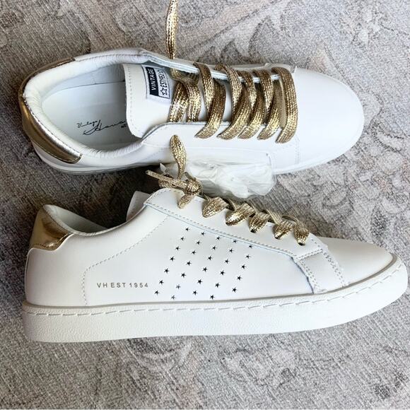 Vintage Havana Shoes - Vintage Havana White Sneakers Gold Star Jess Size 8.5 NEW